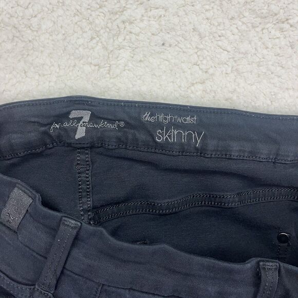 7 For All Mankind‎ The High Waist Skinny Jeans Size 32x27 Stretch Black Denim - Picture 7 of 7